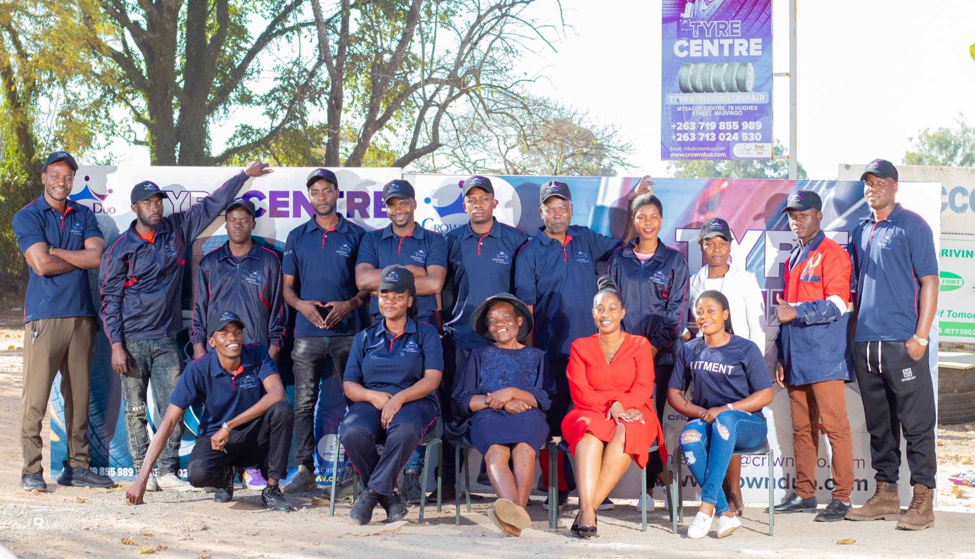 The Crown Duo team outside the Tyre Centre